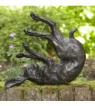 Bronze Hare Sculpture: Garden Rolling Hare by Sue Maclaurin (Life Size)