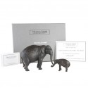 Bronze Elephant Sculpture: Asian Elephant Mother and Baby