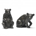 Bronze Bear Sculpture Listening Bear and Seated Bear