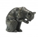 Bronze Cat Sculpture: Cat Licking Paw by Sue Maclaurin