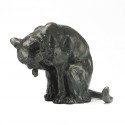 Bronze Cat Sculpture: Cat Licking Paw by Sue Maclaurin