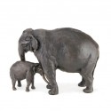 Bronze Elephant Sculpture: Asian Elephant Mother and Baby