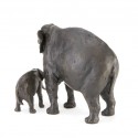 Bronze Elephant Sculpture: Asian Elephant Mother and Baby