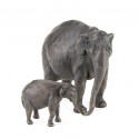 Bronze Elephant Sculpture: Asian Elephant Mother and Baby
