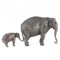 Bronze Elephant Sculpture: Asian Elephant Mother and Baby