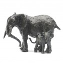 Bronze Elephant Sculpture: Elephant Mother and Baby II by Jonathan Sanders