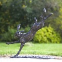 Bronze Hare Sculpture: Garden Flying Hare by Sue Maclaurin