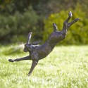 Bronze Hare Sculpture: Garden Flying Hare by Sue Maclaurin