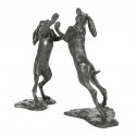 Bronze Hare Sculpture: Boxing Hares by Sue Maclaurin