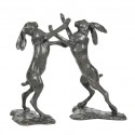 Bronze Hare Sculpture: Boxing Hares by Sue Maclaurin