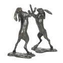 Bronze Hare Sculpture: Boxing Hares by Sue Maclaurin