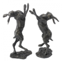 Bronze Hare Sculpture: Boxing Hares II by Sue Maclaurin