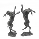 Bronze Hare Sculpture: Boxing Hares II by Sue Maclaurin