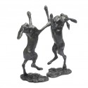 Bronze Hare Sculpture: Boxing Hares II by Sue Maclaurin