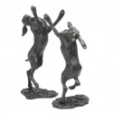 Bronze Hare Sculpture: Boxing Hares II by Sue Maclaurin