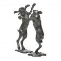 Bronze Hare Sculpture: Large Boxing Hares by Sue Maclaurin