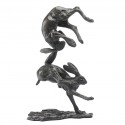 Bronze Hare Sculpture: Tumbling Hares by Sue Maclaurin