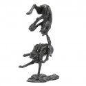 Bronze Hare Sculpture: Tumbling Hares by Sue Maclaurin