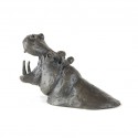 Bronze Hippo Sculpture: Fighting Hippopotamus