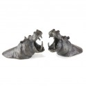 Bronze Hippo Sculpture: Fighting Hippopotamus