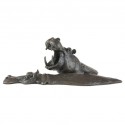 Bronze Hippo Sculpture: Fighting Hippopotamus