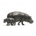 Bronze Hippopotamus Sculpture: Hippopotamus Mother and Baby by Jonathan Sanders