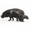 Bronze Hippopotamus Sculpture: Hippopotamus Mother and Baby by Jonathan Sanders