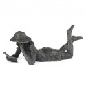 Lying Girl Reading Bronze Sculpture