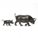 Bronze Rhinoceros Sculpture: Rhinoceros Mother and Baby by Jonathan Sanders