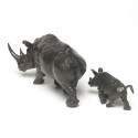 Bronze Rhinoceros Sculpture: Rhinoceros Mother and Baby by Jonathan Sanders