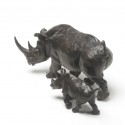 Bronze Rhinoceros Sculpture: Rhinoceros Mother and Baby by Jonathan Sanders