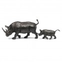 Bronze Rhinoceros Sculpture: Rhinoceros Mother and Baby by Jonathan Sanders