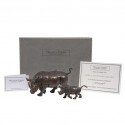 Bronze Rhinoceros Sculpture: Rhinoceros Mother and Baby by Jonathan Sanders