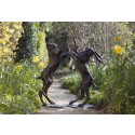 Bronze Hare Sculpture: Garden Boxing Hares by Sue Maclaurin