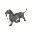 Bronze Dog Sculpture: Wire Haired Dachshund Trotting 