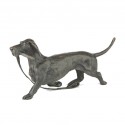 Bronze Dog Sculpture: Wire Haired Dachshund Trotting 