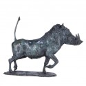 Bronze Warthog Sculpture: Trotting Warthog (Warthog Alarmed!) by Sue Maclaurin