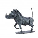 Bronze Warthog Sculpture: Trotting Warthog (Warthog Alarmed!) by Sue Maclaurin