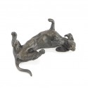 Bronze Dog Sculpture: Rolling Dachshund