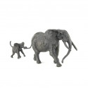 Bronze Elephant Sculpture: Walking Elephant Mother and Baby