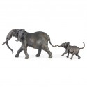 Bronze Elephant Sculpture: Walking Elephant Mother and Baby