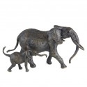 Bronze Elephant Sculpture: Walking Elephant Mother and Baby