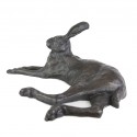 Bronze Hare Sculpture: Garden Resting Hare by Sue Maclaurin (Life Size)