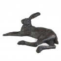 Bronze Hare Sculpture: Garden Resting Hare by Sue Maclaurin (Life Size)