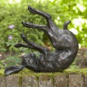 Bronze Hare Sculpture: Garden Rolling Hare by Sue Maclaurin (Life Size)