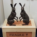 Bronze Hare Sculpture: Garden Alert Hare by Sue Maclaurin