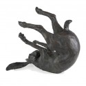 Bronze Hare Sculpture: Garden Rolling Hare by Sue Maclaurin (Life Size)