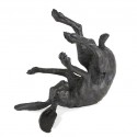 Bronze Hare Sculpture: Garden Rolling Hare by Sue Maclaurin (Life Size)