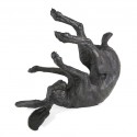 Bronze Hare Sculpture: Garden Rolling Hare by Sue Maclaurin (Life Size)