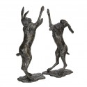 Bronze Hare Sculpture: Garden Boxing Hares by Sue Maclaurin